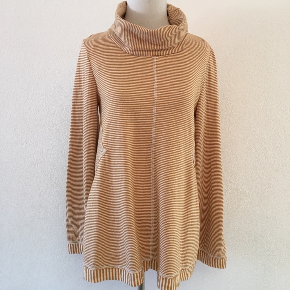 Anthropologie Maeve Striped Mock Neck Striped Top